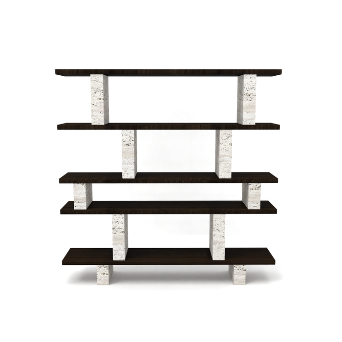 Wall cabinet - Merpins - Walnut - Travertine pillars - 180 cm