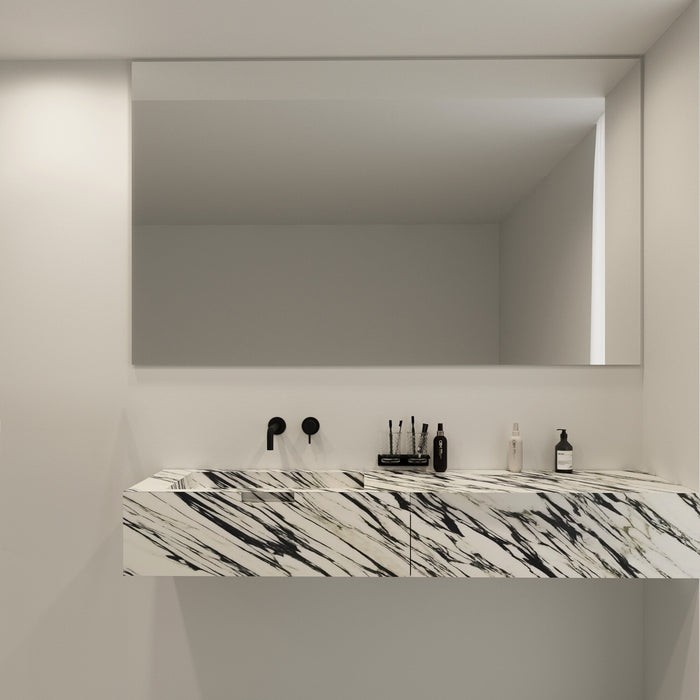 Badkamerkast Loudun met enkele wastafel - Blauw Wit Marmer - 170 cm