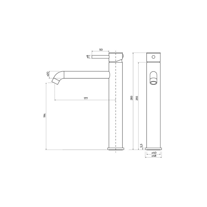 Wastafelkraan - Knox - Zwart - 28 cm