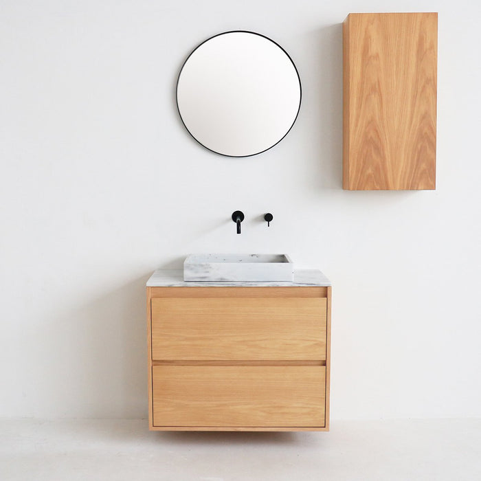 ANN badkamermeubel - Wit Marmer - Wastafel George - Eik - 80 cm