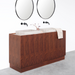 Set Felix Badkamermeubel in Walnoot met Marcel Bovenplaat en George Wastafel in Beige Marmer.