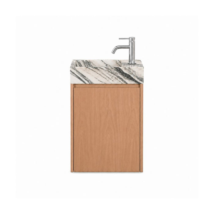 Krabi hand-washing unit with oak cabinet, blue-and-white marble