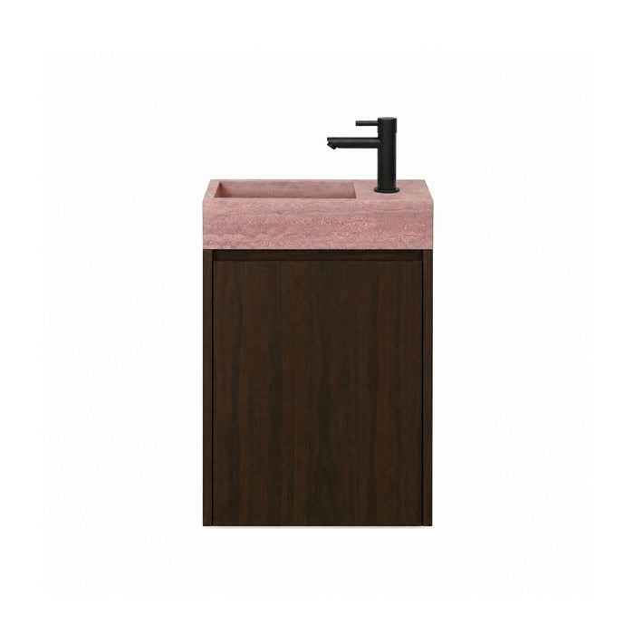Handwaschbecken mit Unterschrank Krabi Smoke aus rosa Travertin