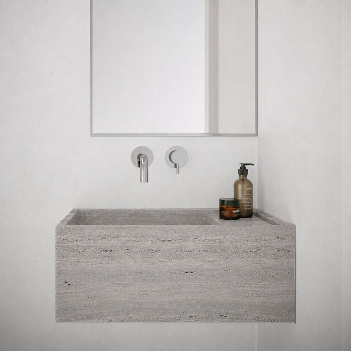 Lavamanos Chemery de travertino gris 50 cm