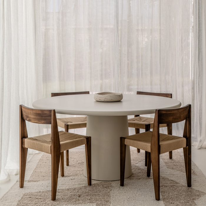 Ronde betonlook eettafel - Brocas - StoneSkin - Conische tafelpoot
