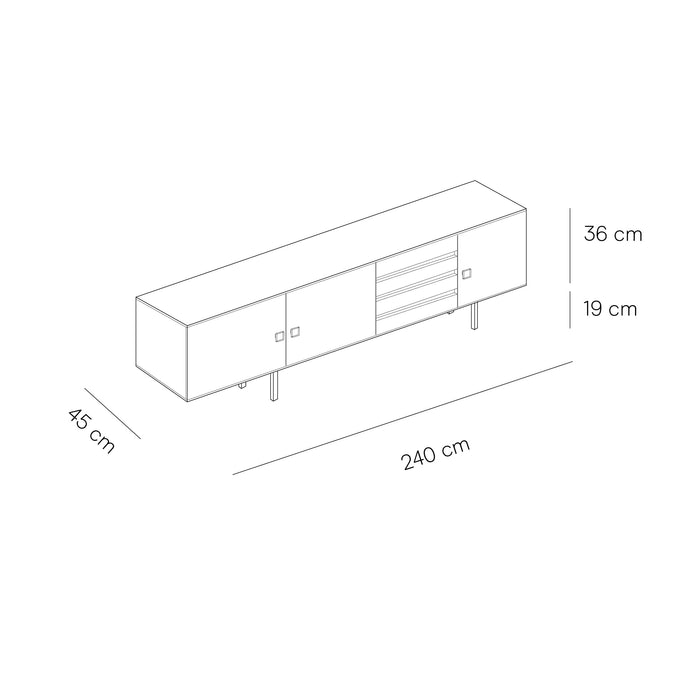 Vintage Dressoir - Calvin - Smoke - 240 cm