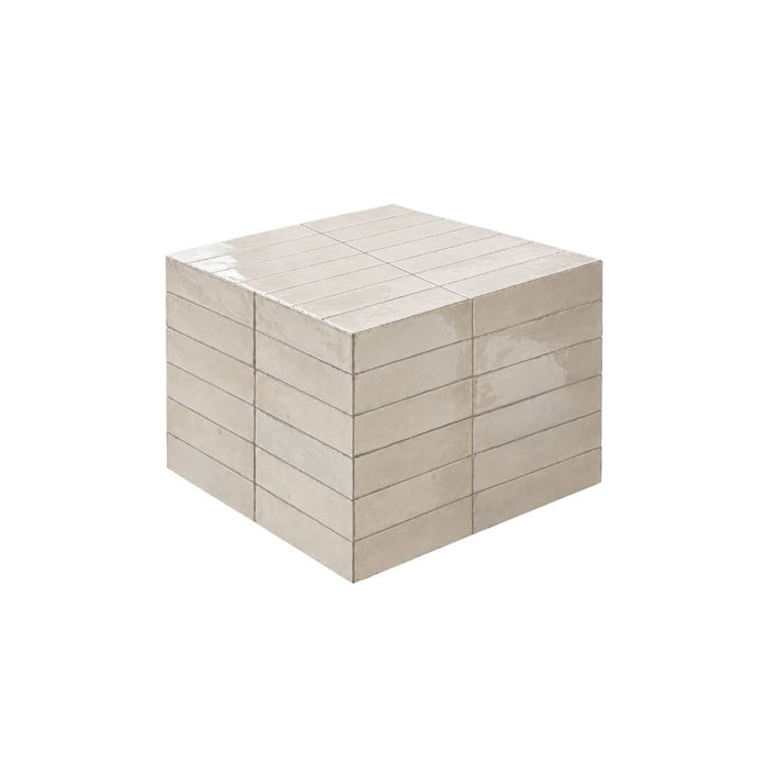 Coffee table Vence light beige tiles high 39 cm
