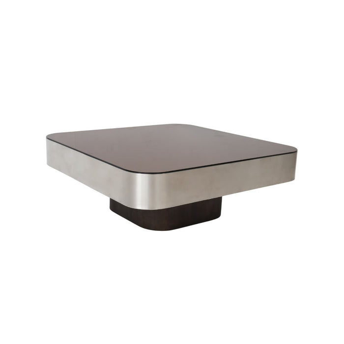 Salontafel Apt B80 D80 H30 - Smoke onderstel - Roestvrijstalen frame - Smoke glazen tafelblad