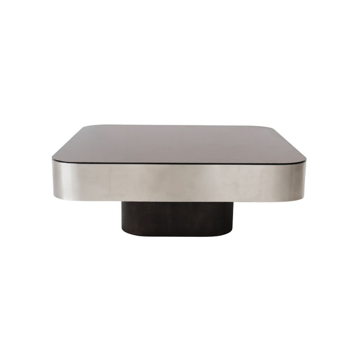 Salontafel Apt B80 D80 H30 - Smoke onderstel - Roestvrijstalen frame - Smoke glazen tafelblad