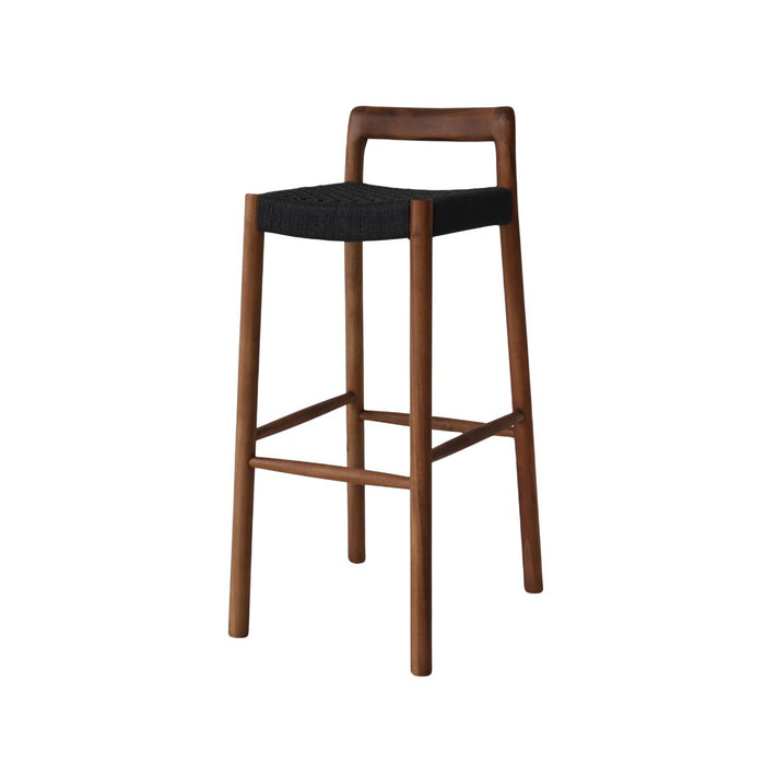 Barstoel Nulla - Zithoogte 75 cm - Acacia walnoot - Zwart geweven zitting