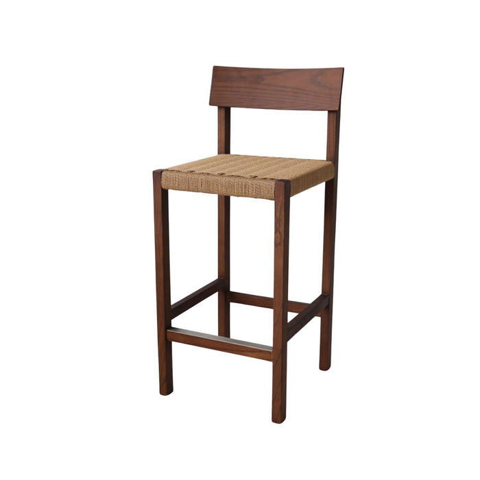 Barstoel Rosalie – Donkerwalnoot met latte geweven zitting – Zithoogte 65 cm