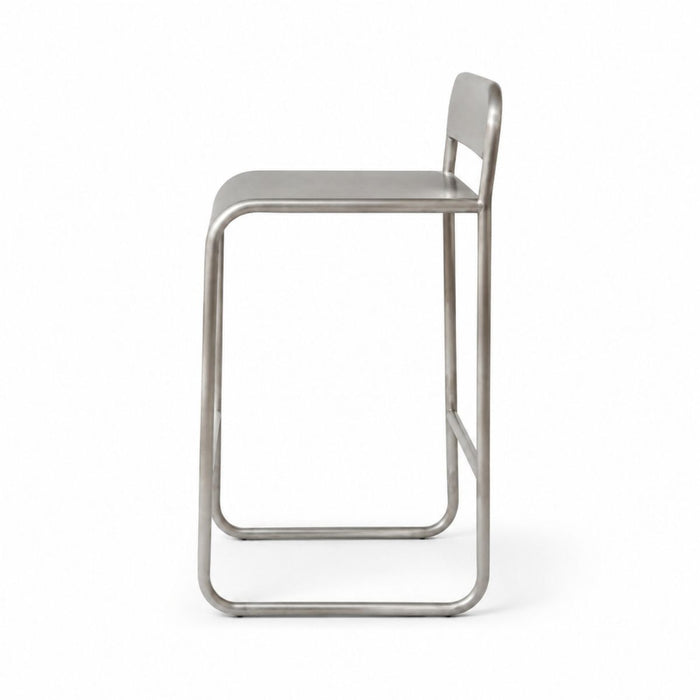 Tabouret de bar avec dossier Noli - Hauteur d’assise 65 cm - Acier brossé