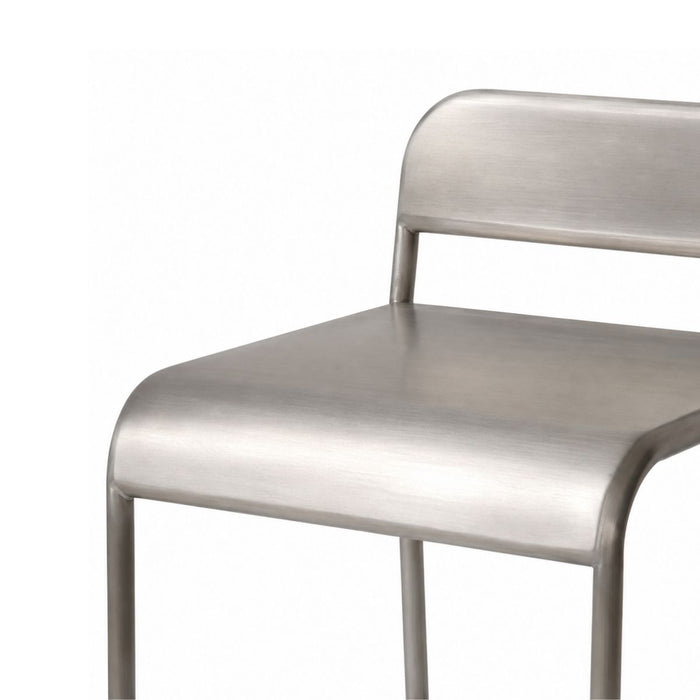 Tabouret de bar avec dossier Noli - Hauteur d’assise 65 cm - Acier brossé