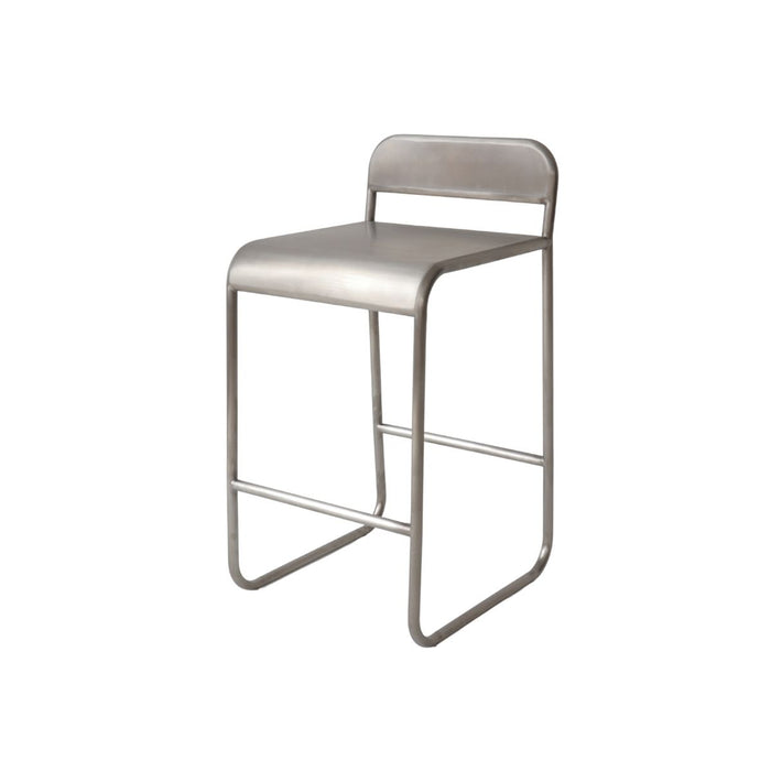 Tabouret de bar avec dossier Noli - Hauteur d’assise 65 cm - Acier brossé