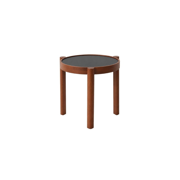 Stapelbare salontafel Lucie D35 H36,6 - Donkerwalnoot poot - Zwart HPL tafelblad