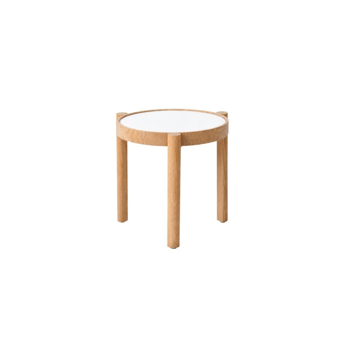 Stackable coffee table Lucie D35 H41 - Oak leg - White HPL tabletop