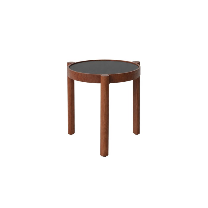 Stapelbare salontafel Lucie D35 H41 - Donkerwalnoot poot - Zwart HPL tafelblad