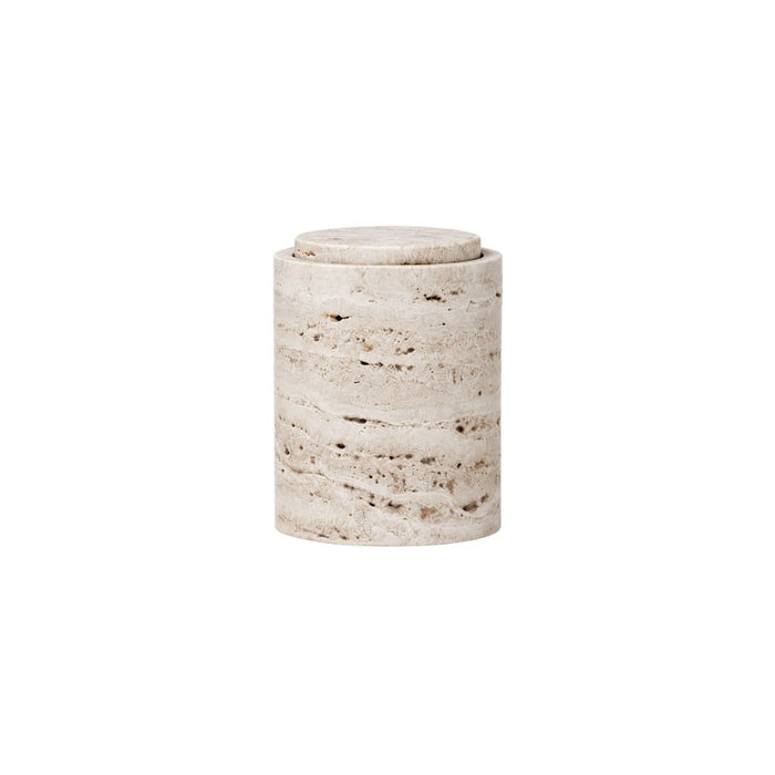 Bol de rangement avec couvercle en travertin blanc 15,8 cm