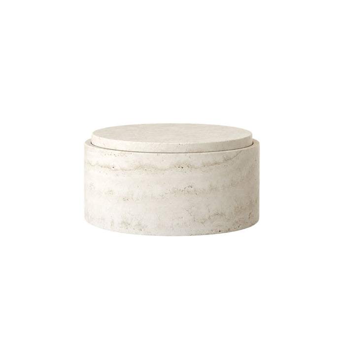 Cuenco de almacenaje con tapa de travertino blanco 12 cm