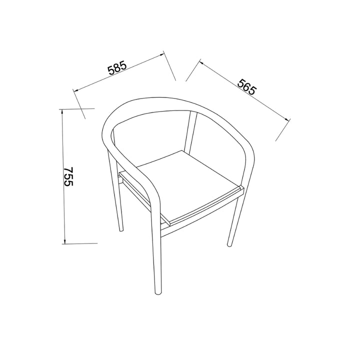 Tuinstoel Dubbo -  H75,5 – Teak – Houten zitvlak - Incl. zitkussen