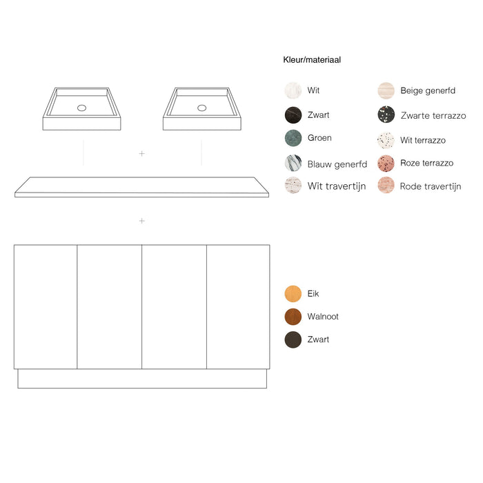 Mueble de baño Felix de nogal con lavabo de mármol beige George 154 cm