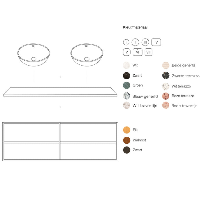 Terrazzo badkamermeubel in walnoot - 120 cm - Fien