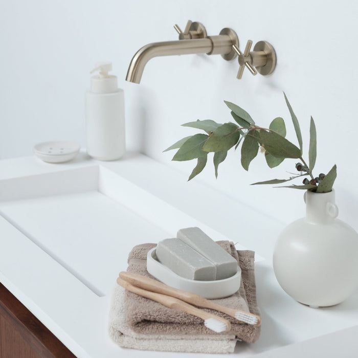 dubbele wastafel in solid surface