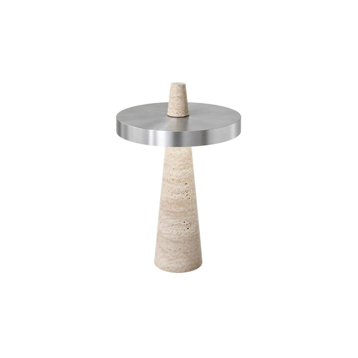 Figeac table lamp, steel & white travertine