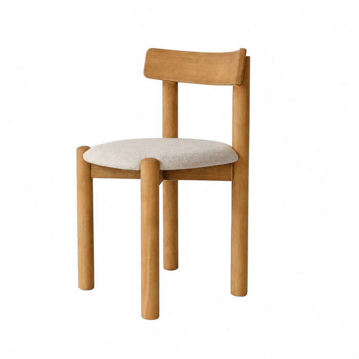 Arlo dining chair - Dark Oak - Upholstered seat: Ivory Bouclé