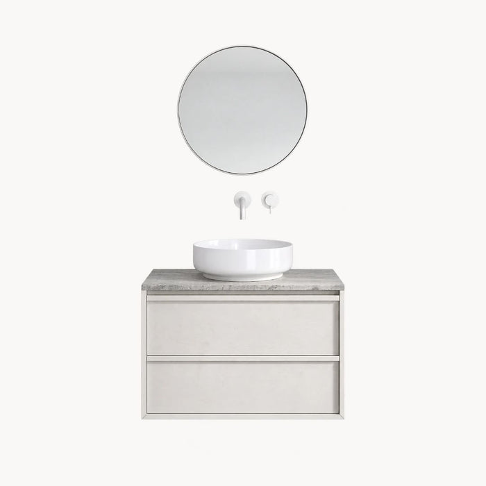 Fien Bathroom Set White - 80 cm - Alexis II - Gray Travertine