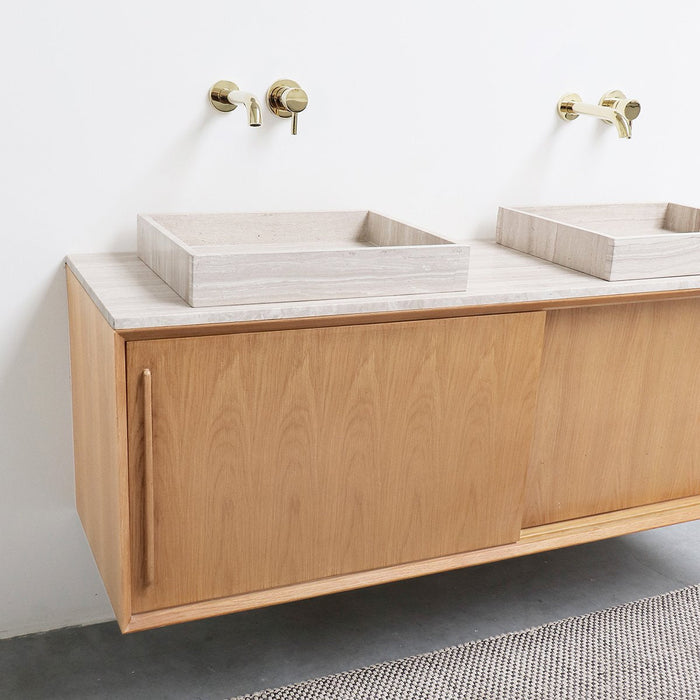 Set Nestor in Eik met George Wastafels in Beige Marmer