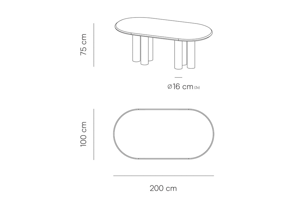 Ovale eettafel met ronde tafelpoten - Kimberly - Microskin