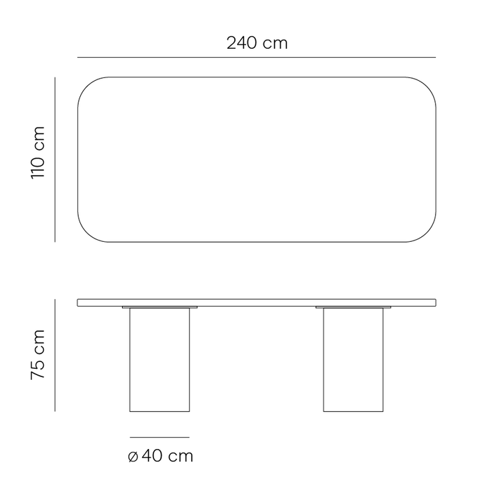 Eettafel Vesper - MicroSkin - 240 cm - Eiken onderstel