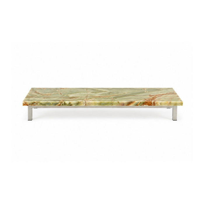 Salontafel Marais B168 D71 H20 - Geborsteld poten - Green Onyx - Rechte rand
