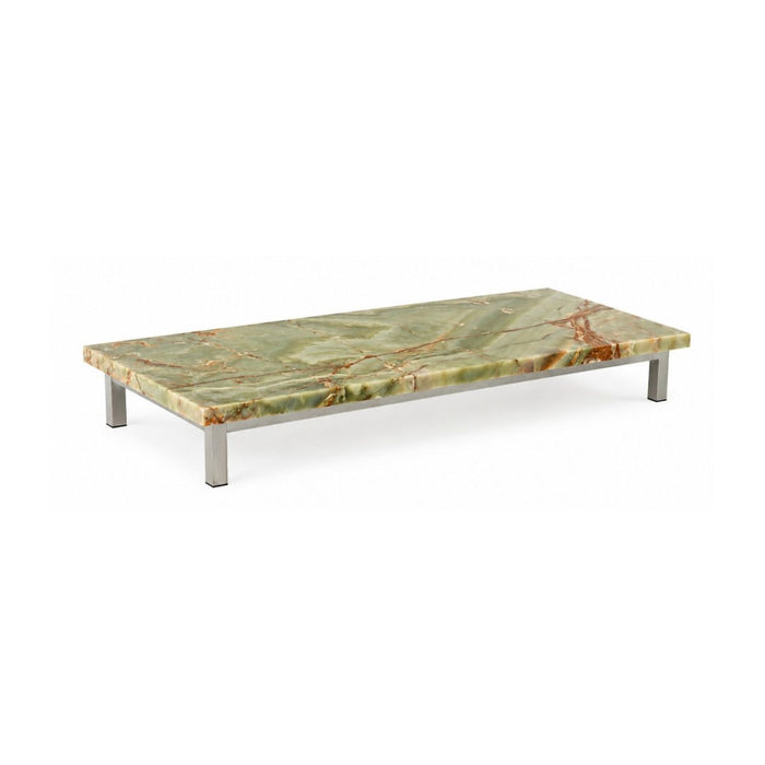 Salontafel Marais B168 D71 H20 - Geborsteld poten - Green Onyx - Rechte rand