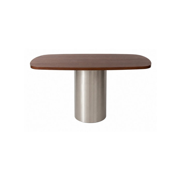 Eettafel Cassis - B160 D100 H75 - Geborsteld staal onderstel - Houten tafelblad - Donkerwalnoot