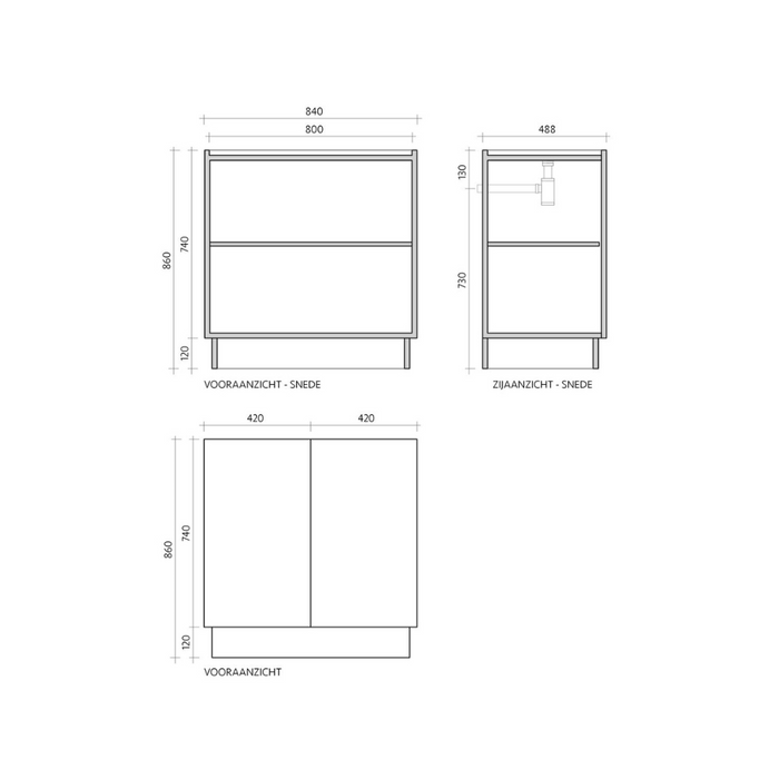 Badkamermeubel Felix - Eik - Wastafel Beige Marmer - George I - (84 cm)