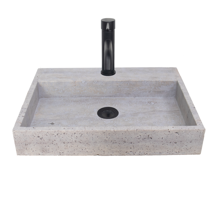 Lavabo George de travertino gris con orificio para grifo