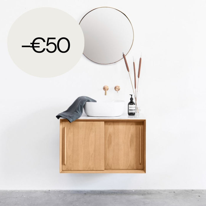 Badkamermeubel hout - Wit Marmer - Wastafel Alexis V - Eik (80 cm) - Nestor