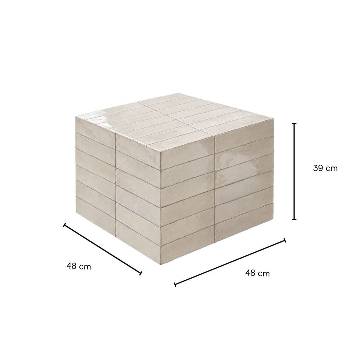 Coffee table Vence light beige tiles high 39 cm
