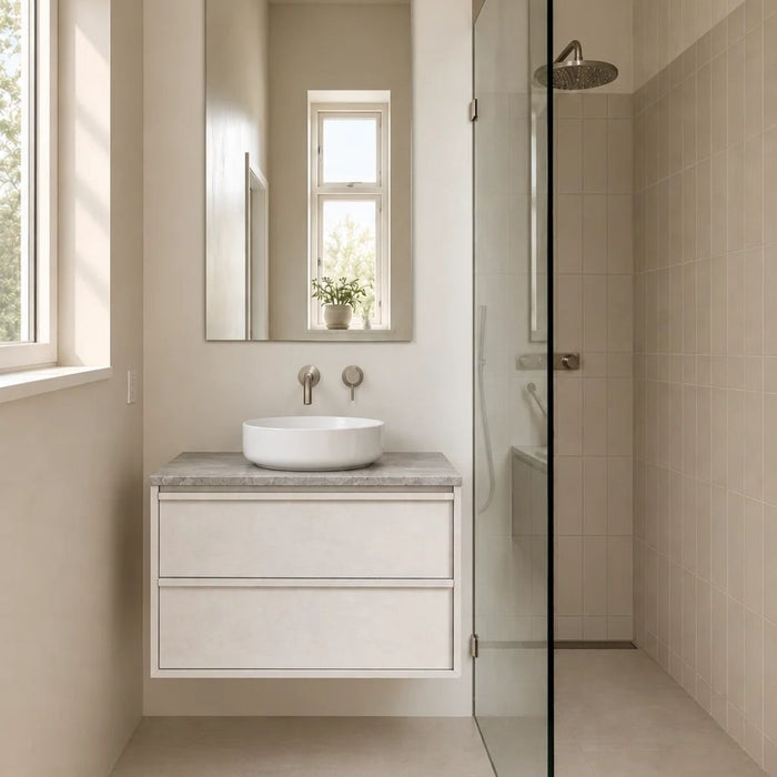 Fien Bathroom Set White - 80 cm - Alexis II - Gray Travertine