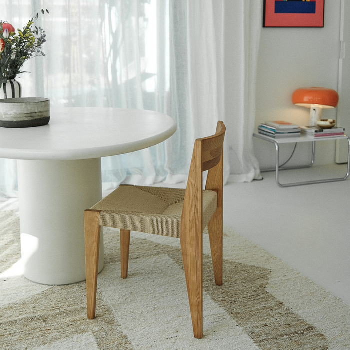 Silla de comedor Chantelle roble oscuro tejido