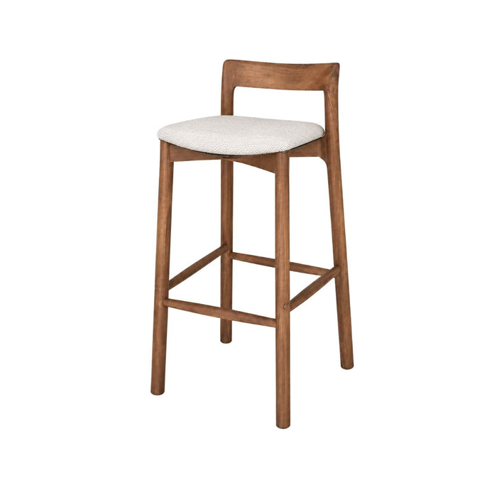 Charmes walnut bar stool with fabric seat 75 cm
