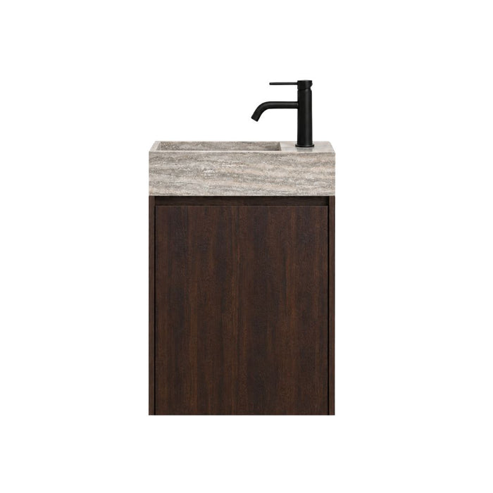 Handwaschbecken mit Unterschrank Krabi Smoke aus grauem Travertin