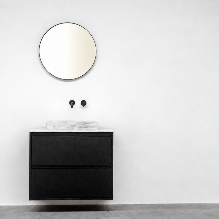 Mueble bajo lavabo Ann roble negro con lavabo de mármol blanco George 80 cm