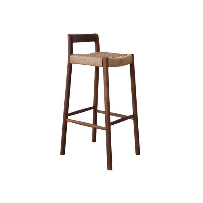 Barstoel Nulla - Zithoogte 65 cm - Acacia walnoot - Geweven zitting