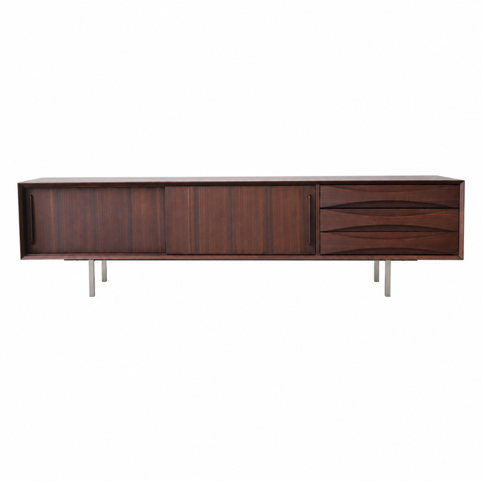 Mueble vintage para TV Oskar de madera ahumada 220 cm