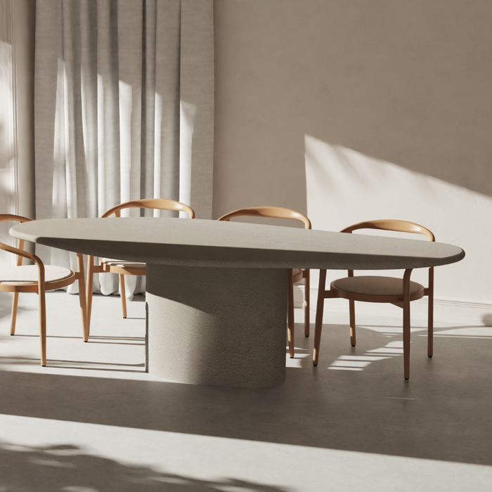 Organische eettafel Strasbourg - 250 cm - Aarde MicroSkin - Structuur afwerking - Ronde rand