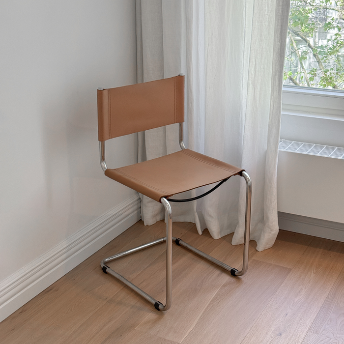 Eetkamerstoel Swing - Chrome frame - Licht Cognac