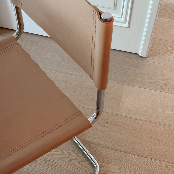 Eetkamerstoel Swing - Chrome frame - Licht Cognac